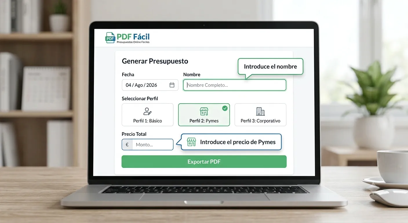 Presupuesto fácil: cotizaciones profesionales en dos clics